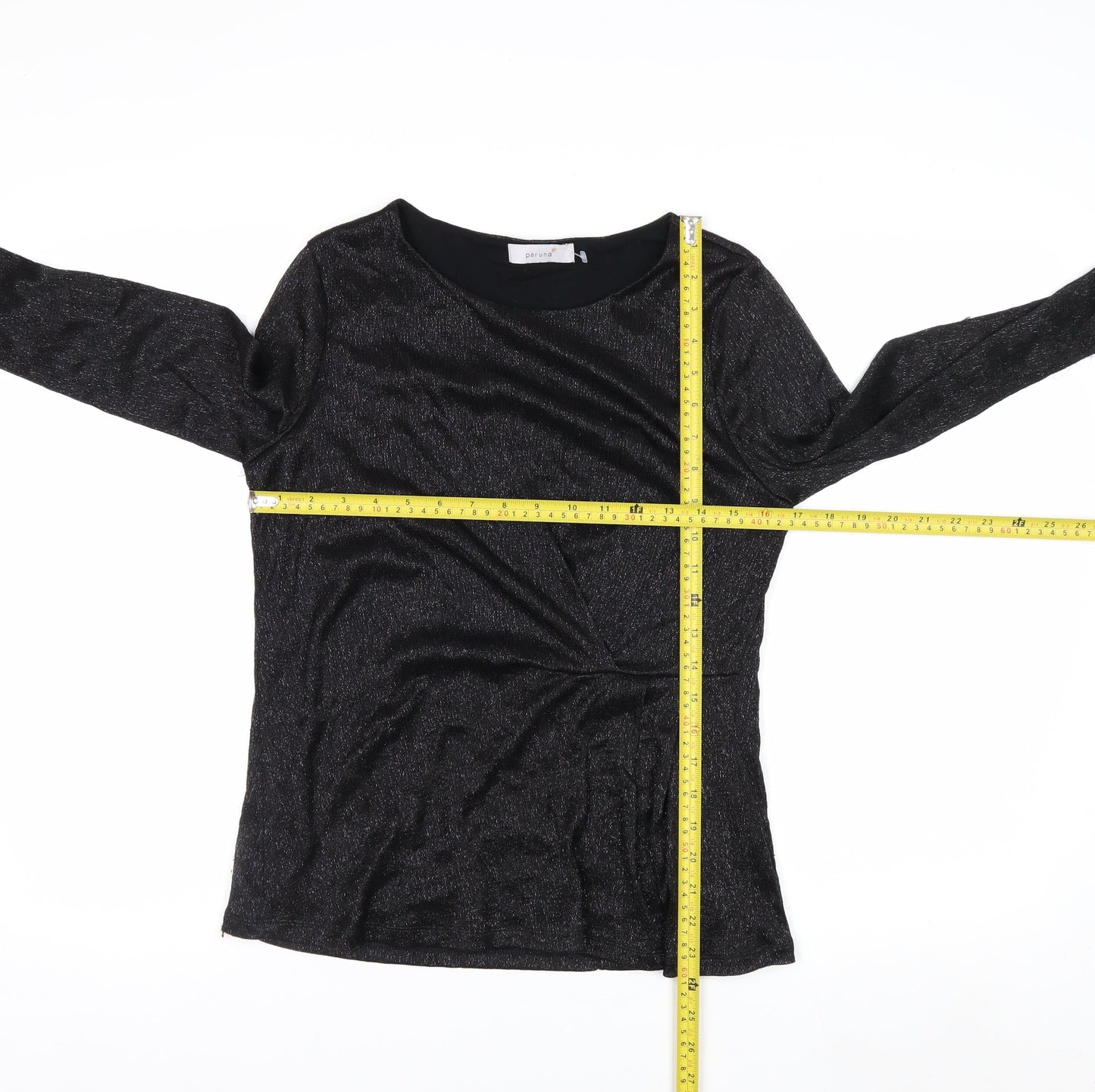 Marks and Spencer Per Una Black Metallic Long Sleeve Blouse Size 12