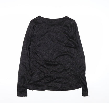 Marks and Spencer Per Una Black Metallic Long Sleeve Blouse Size 12