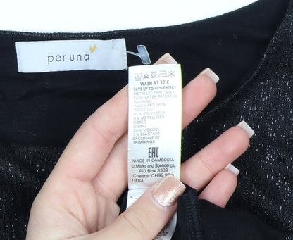 Marks and Spencer Per Una Black Metallic Long Sleeve Blouse Size 12
