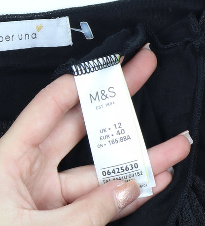 Marks and Spencer Per Una Black Metallic Long Sleeve Blouse Size 12