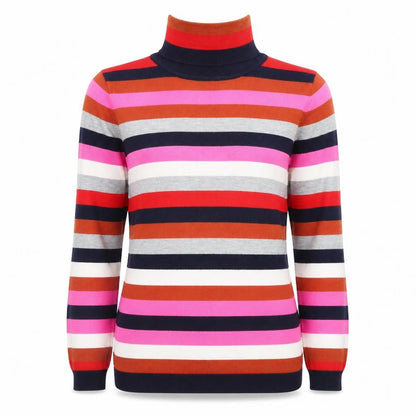 Retrology Women’s Multicoloured Striped Roll Neck Jumper Size M