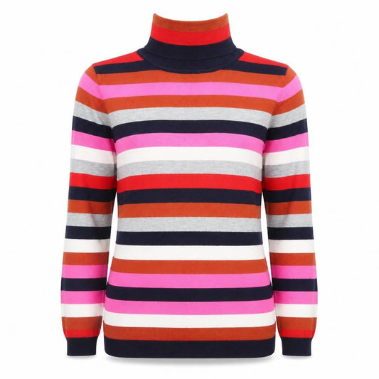 Retrology Women’s Multicoloured Striped Roll Neck Jumper Size M
