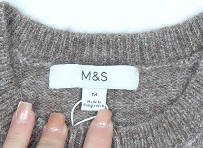 Marks and Spencer Women's Beige Crew Neck Button Cardigan M