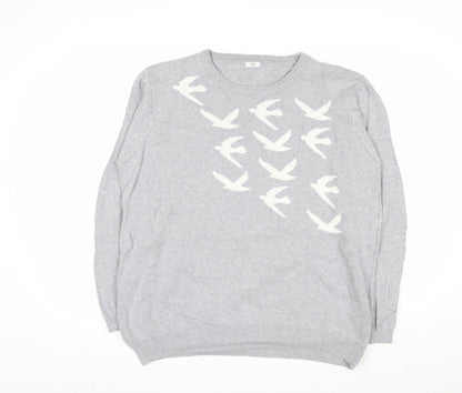 Cotton Traders Women's Silver Bird Knit Cotton Jumper Size 20