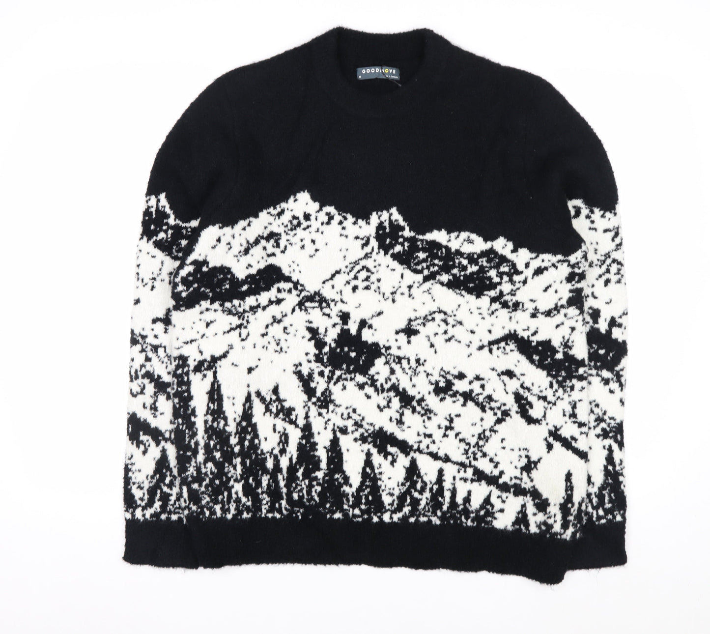 Marks and Spencer Goodmove Women's Black M Mountain Scene Merino Wool Jumper