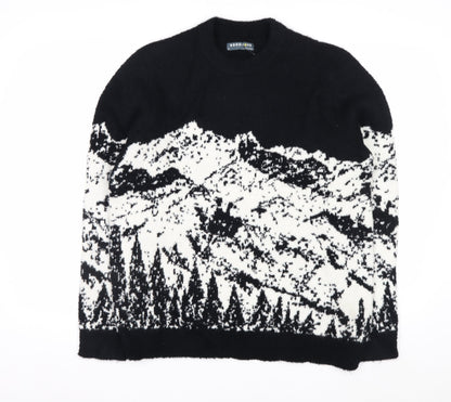 Marks and Spencer Goodmove Women's Black M Mountain Scene Merino Wool Jumper