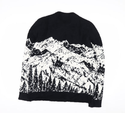 Marks and Spencer Goodmove Women's Black M Mountain Scene Merino Wool Jumper