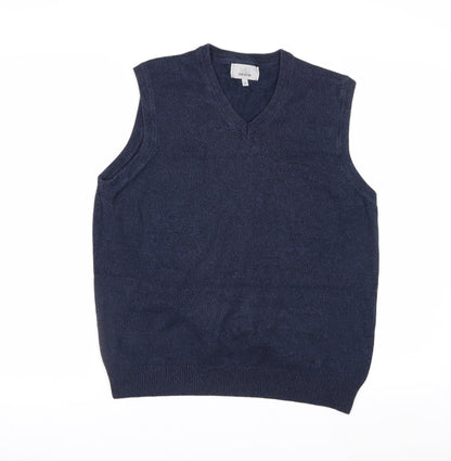 Marks and Spencer Men's Blue Cotton Sleeveless V-Neck Vest Jumper Size S
