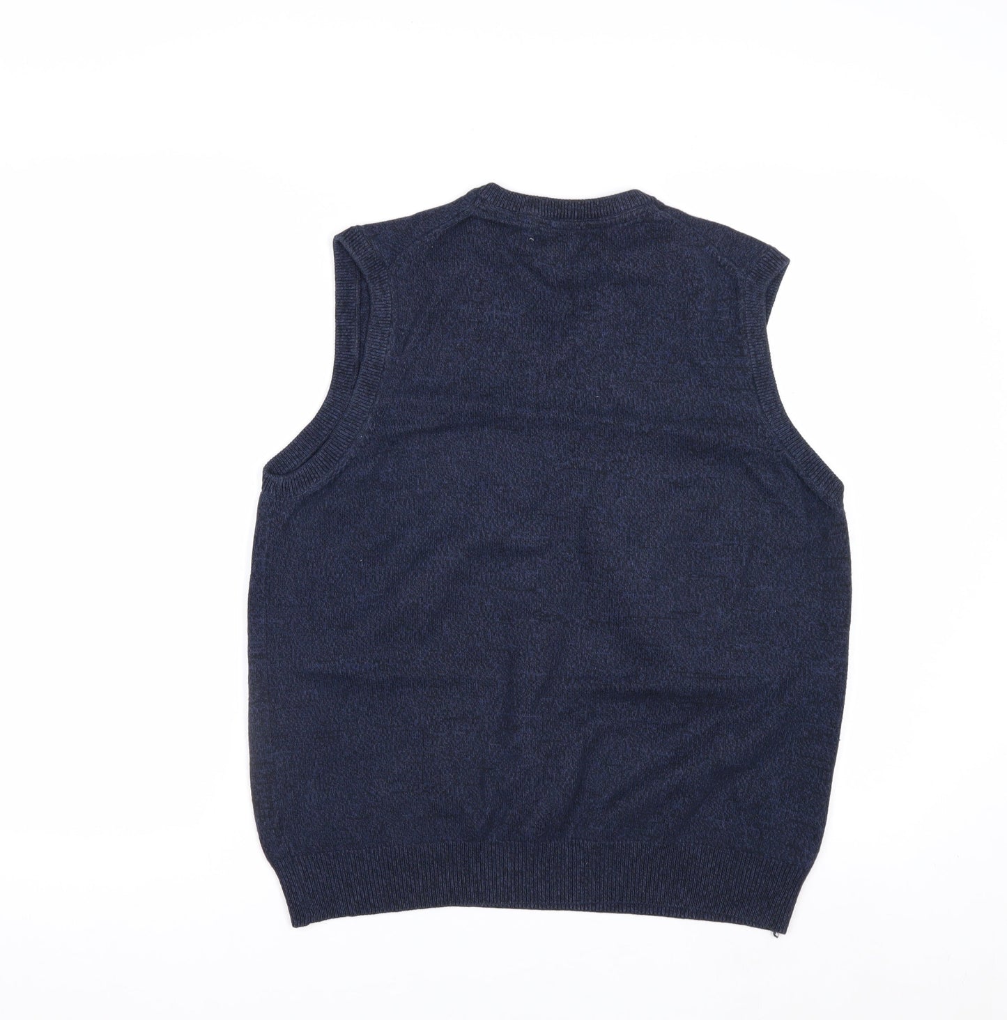 Marks and Spencer Men's Blue Cotton Sleeveless V-Neck Vest Jumper Size S