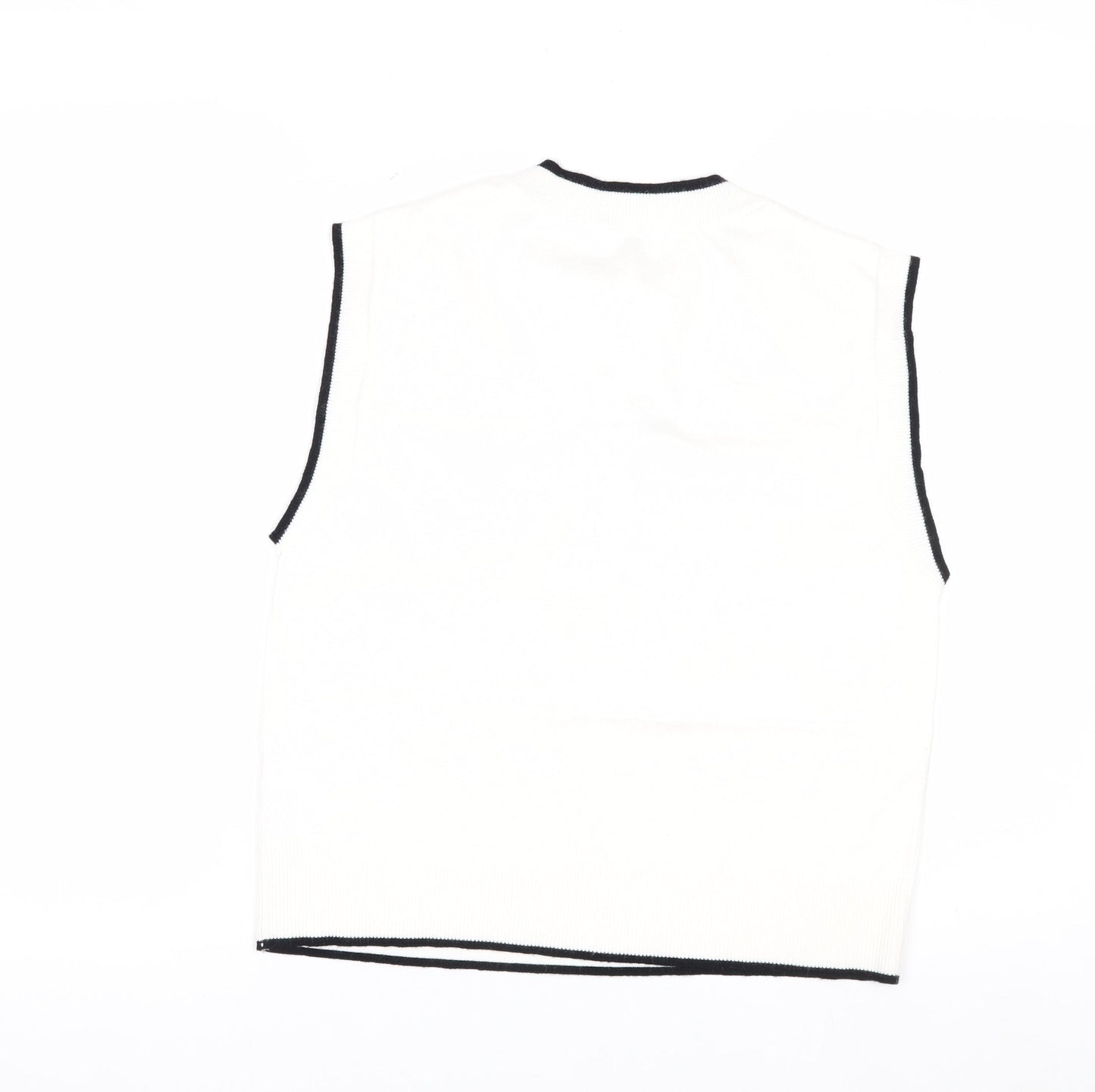 Stradivarius Women's White V-Neck Sleeveless Knit Vest Size 8