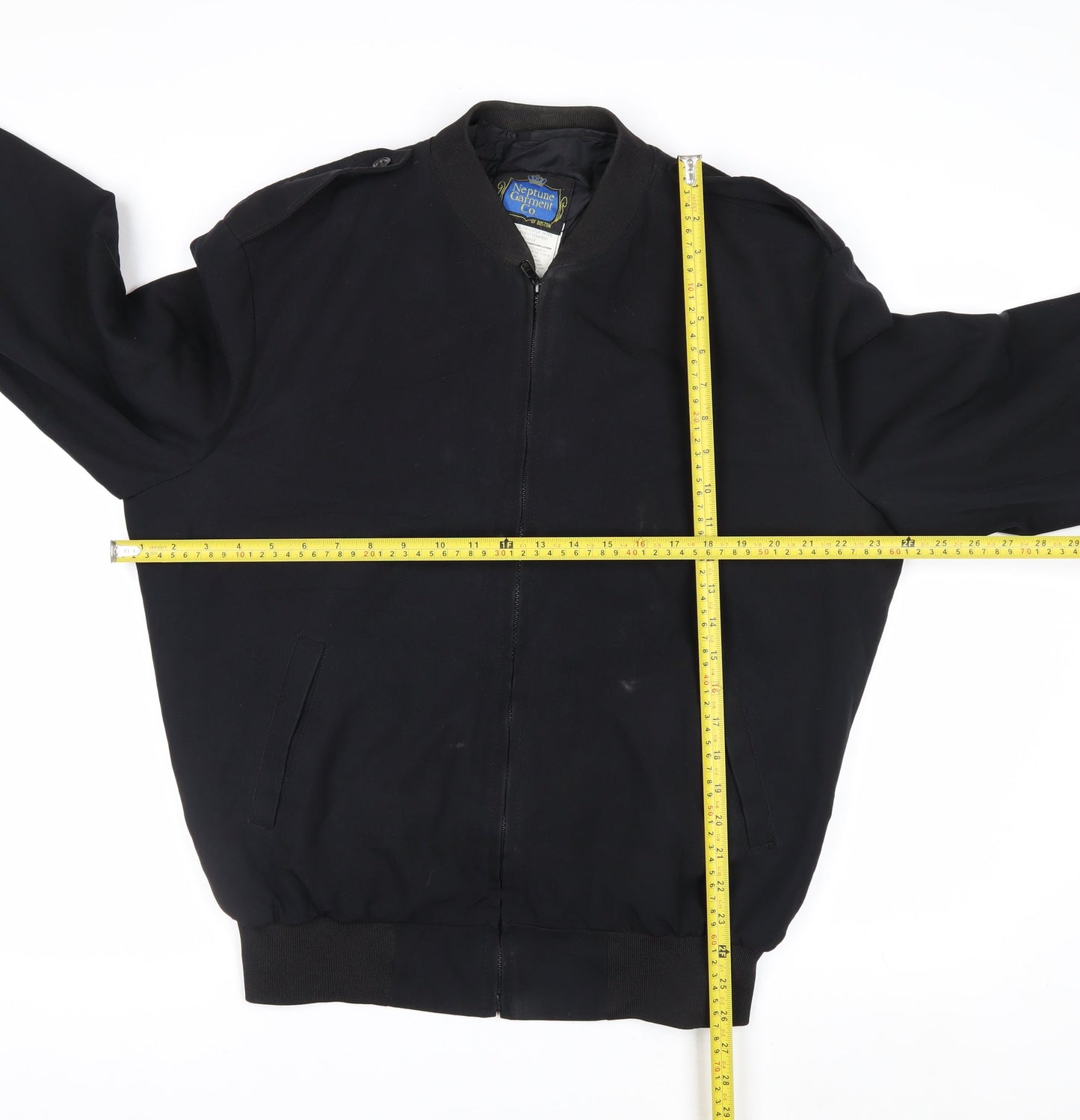 Neptune Garment Co. Men's Black Wool Blend Bomber Jacket Size 42