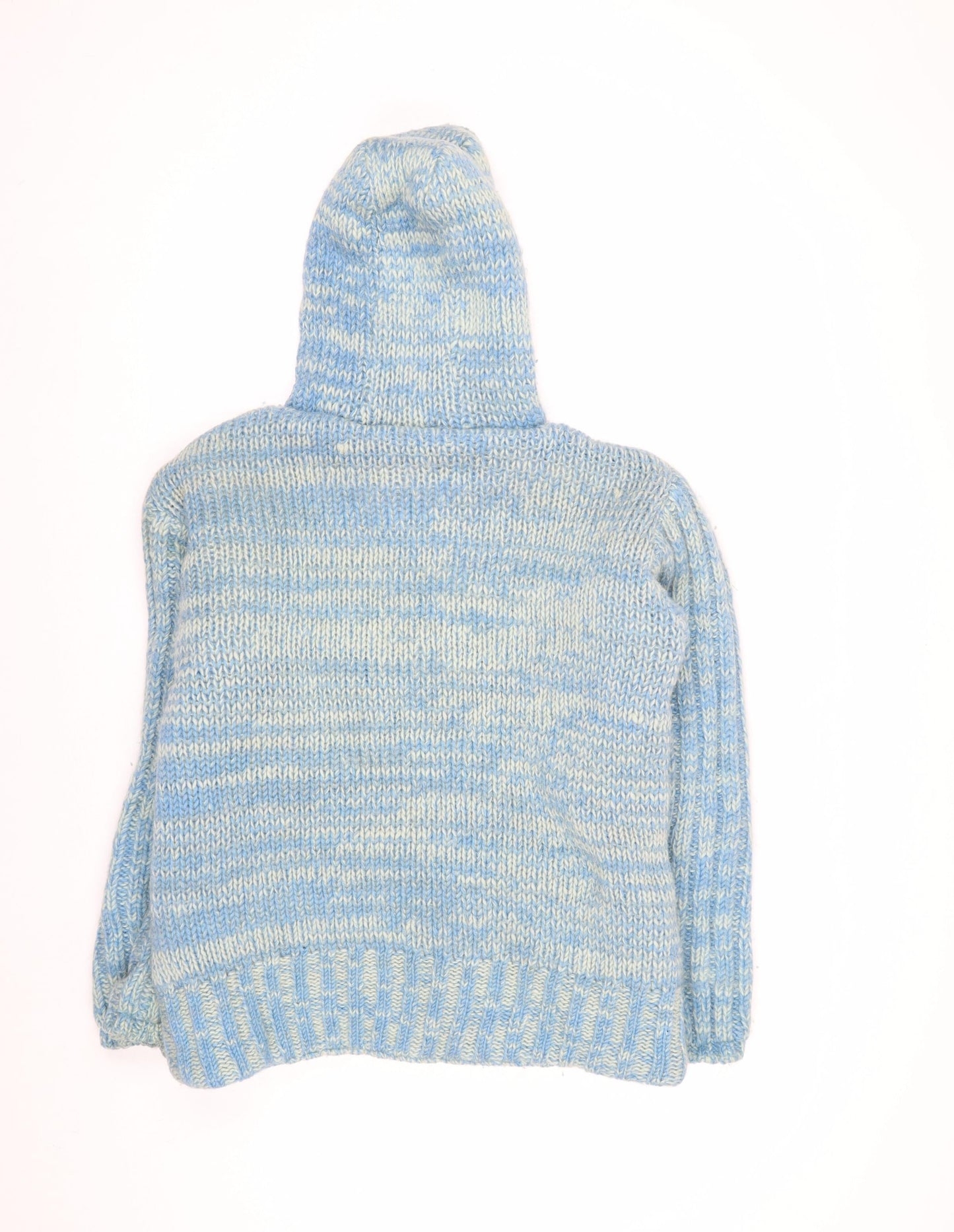 Joe Browns Women Blue Wool Hooded Chunky-Knit Full Zip Jumper M