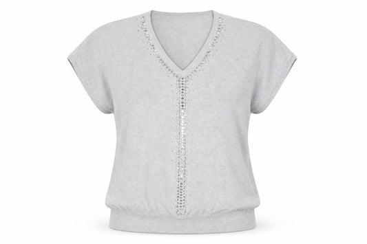 Wallis Women’s Grey V-Neck Sequin Knit Jumper Size L