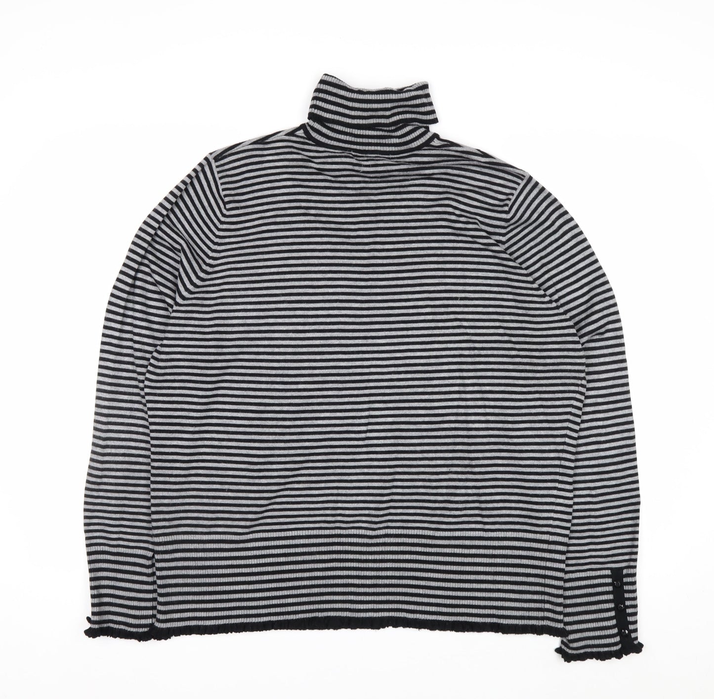 Debenhams Women Black Striped Roll Neck Jumper Size 22