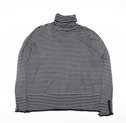 Debenhams Women Black Striped Roll Neck Jumper Size 22