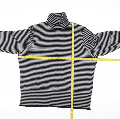 Debenhams Women Black Striped Roll Neck Jumper Size 22