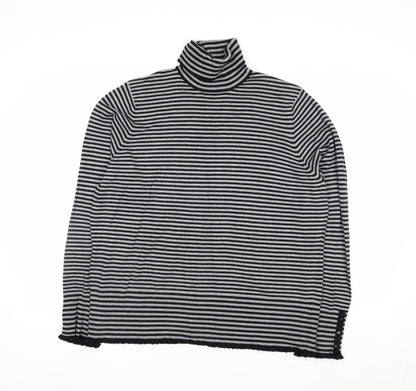 Debenhams Women Black Striped Roll Neck Jumper Size 22