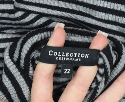 Debenhams Women Black Striped Roll Neck Jumper Size 22