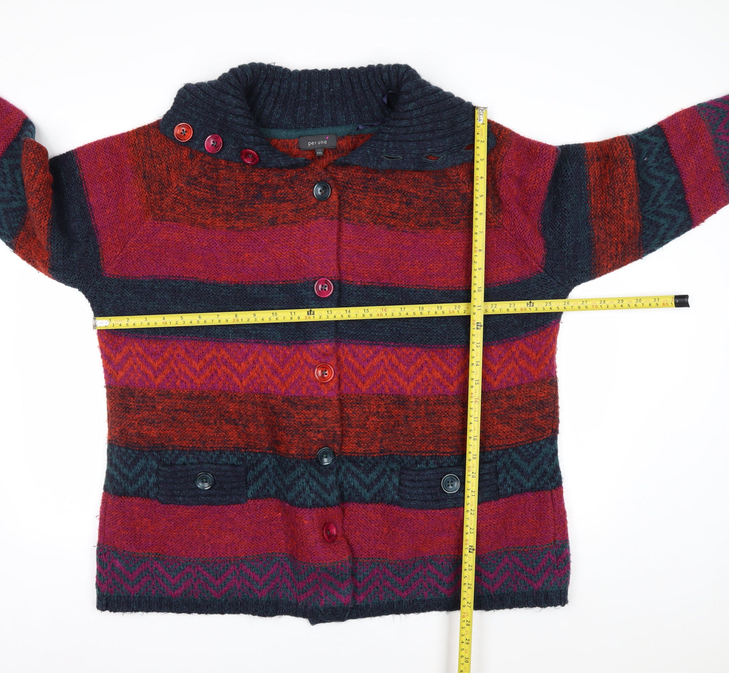 Marks and Spencer Per Una Women's Multicoloured XXL Striped Chunky Knit Cardigan