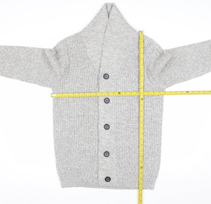 F&F Men's Grey M Chunky Knit Shawl Collar Button Cardigan