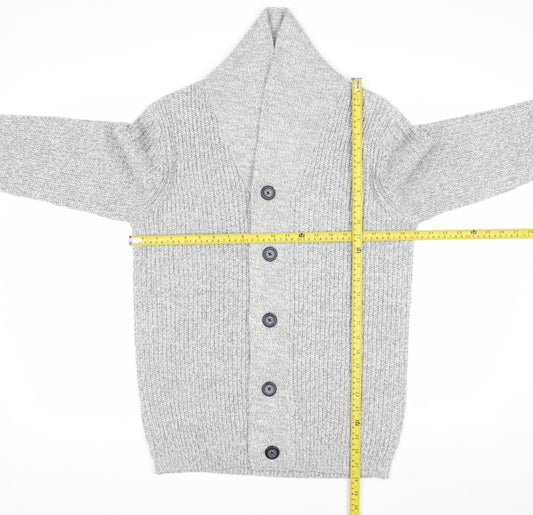 F&F Men's Grey M Chunky Knit Shawl Collar Button Cardigan