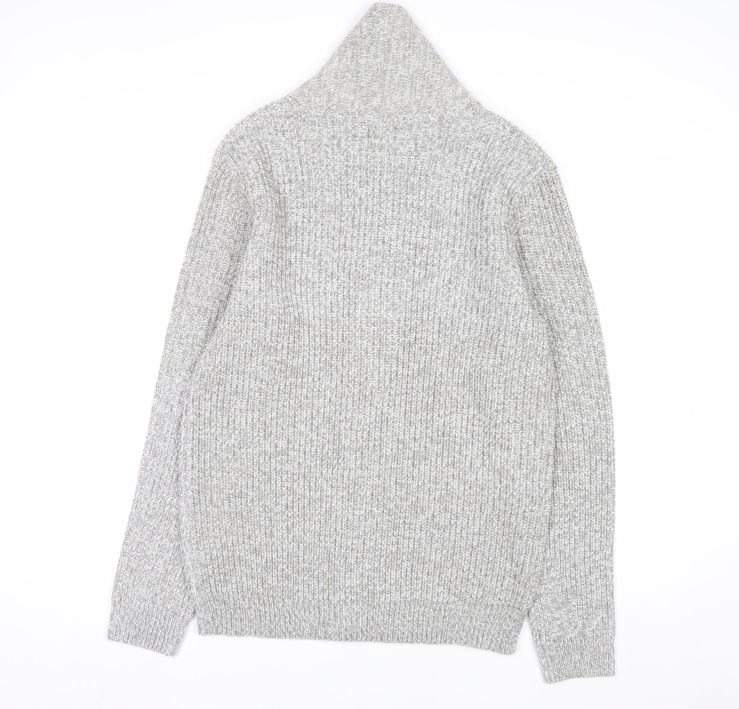 F&F Men's Grey M Chunky Knit Shawl Collar Button Cardigan