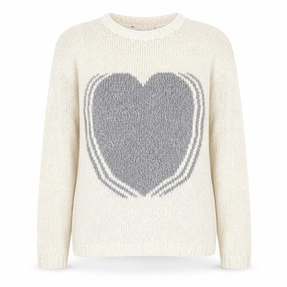 Marks & Spencer Women Ivory Heart Knit Jumper Size 10