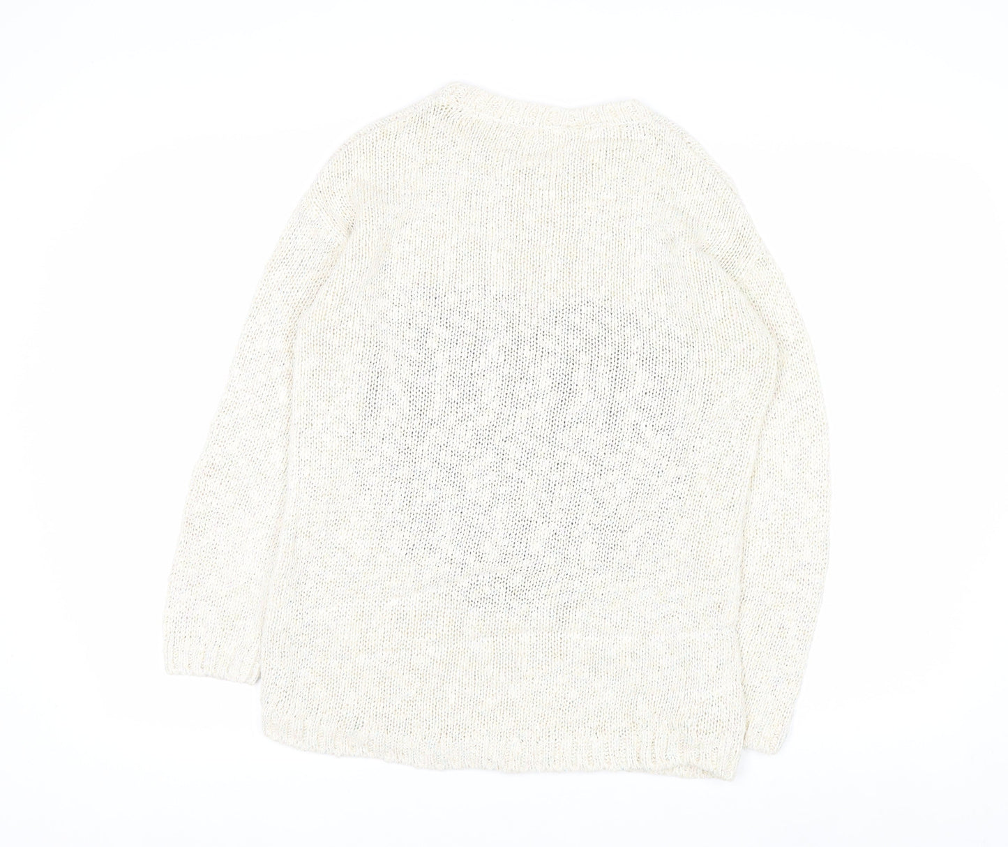 Marks and Spencer Women Ivory Heart Knit Jumper Size 10