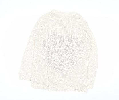 Marks and Spencer Women Ivory Heart Knit Jumper Size 10