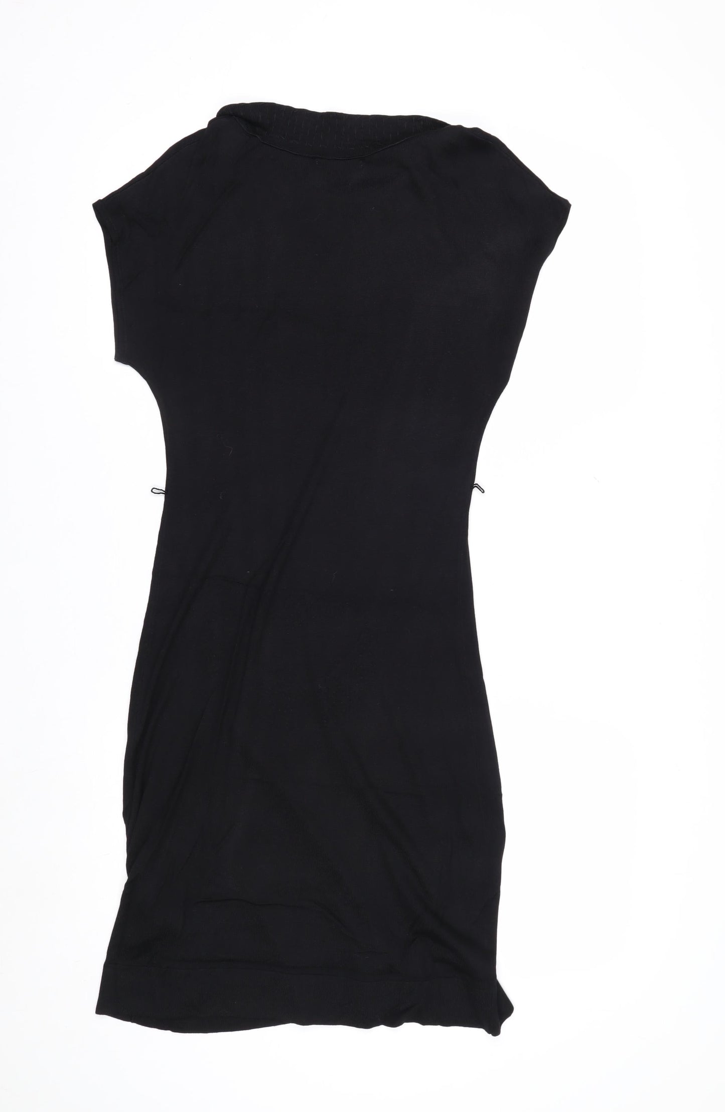 H&M Women Black Knee Length Shift Dress Size 8 Beaded Collar