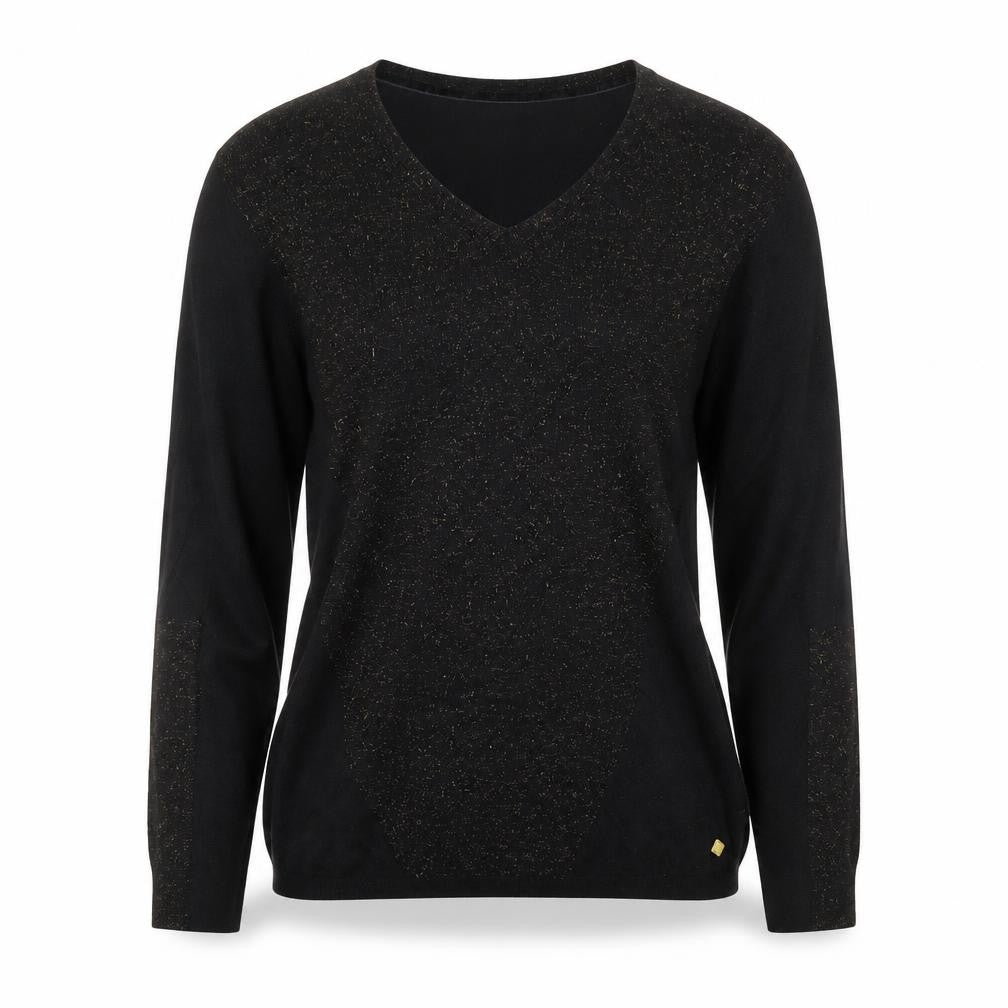 Biba Women's Black XS V-Neck Glitter Wool Blend Jumper