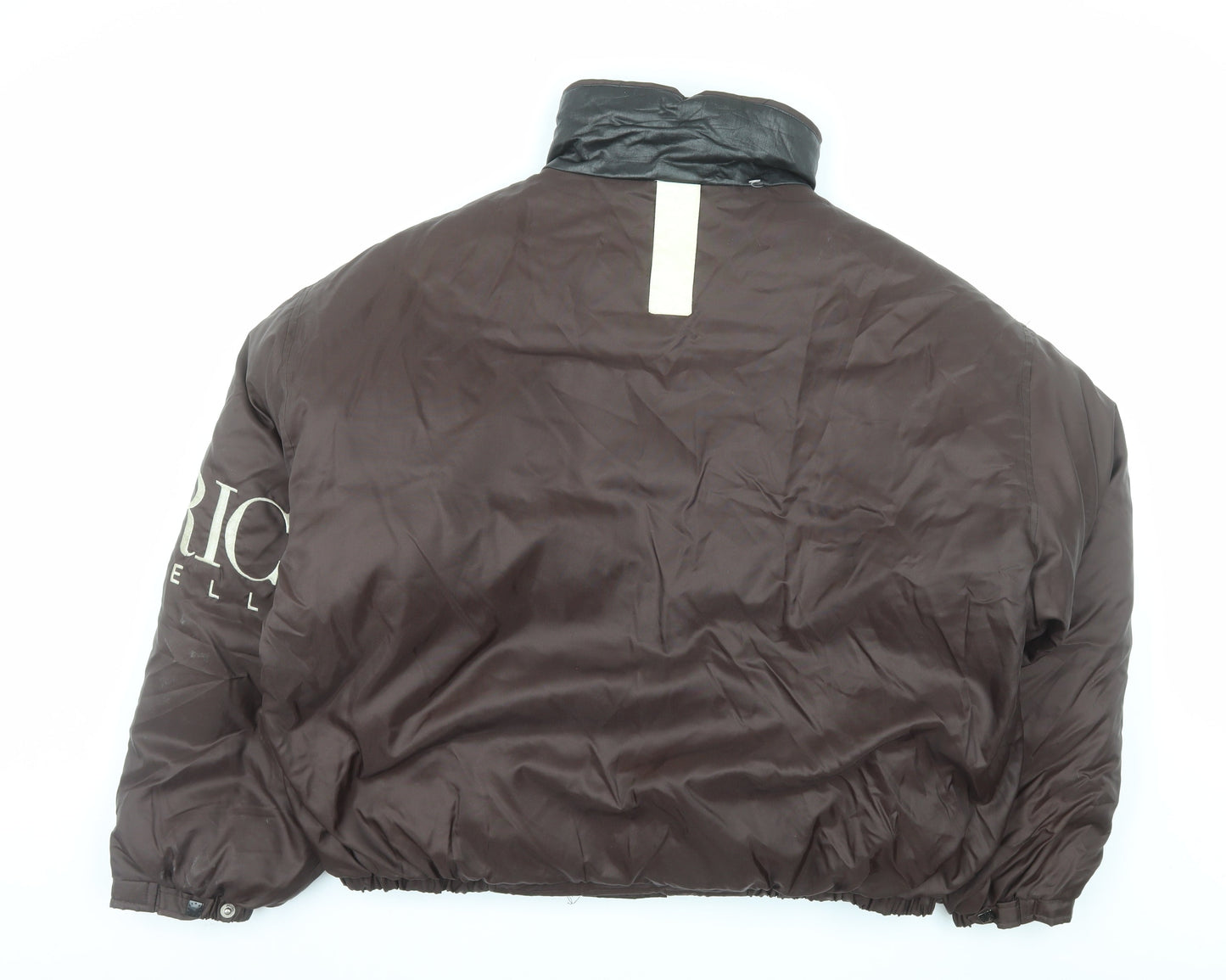 Perry Ellis Men’s Brown XL Puffer Jacket Nylon Down Retro Lined Zip Winterwear