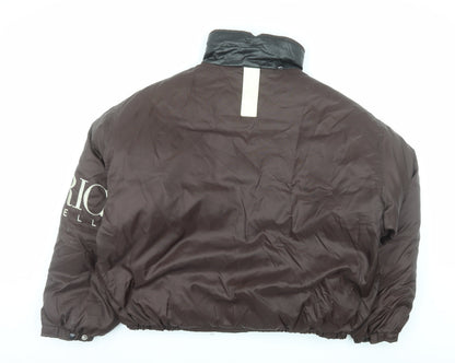 Perry Ellis Men’s Brown XL Puffer Jacket Nylon Down Retro Lined Zip Winterwear