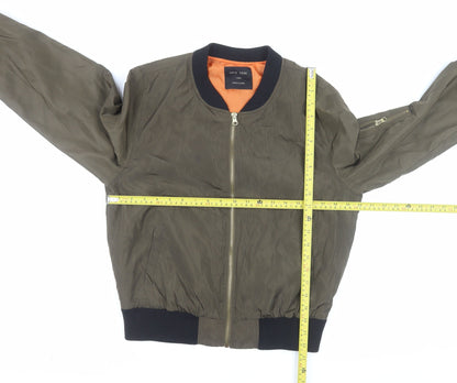 LOVE TREE Men's Green Bomber Jacket Size L Polyester Casual Zip
