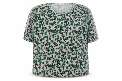 Isle Collection Women's Green Floral Plus Size 22-24 Pullover Jumper