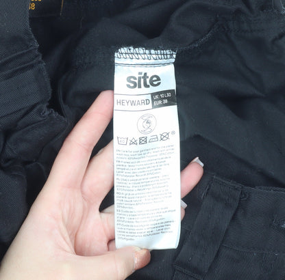 Site Women's Black Cargo Workwear Trousers UK 10 Regular L30 Polyester Cotton