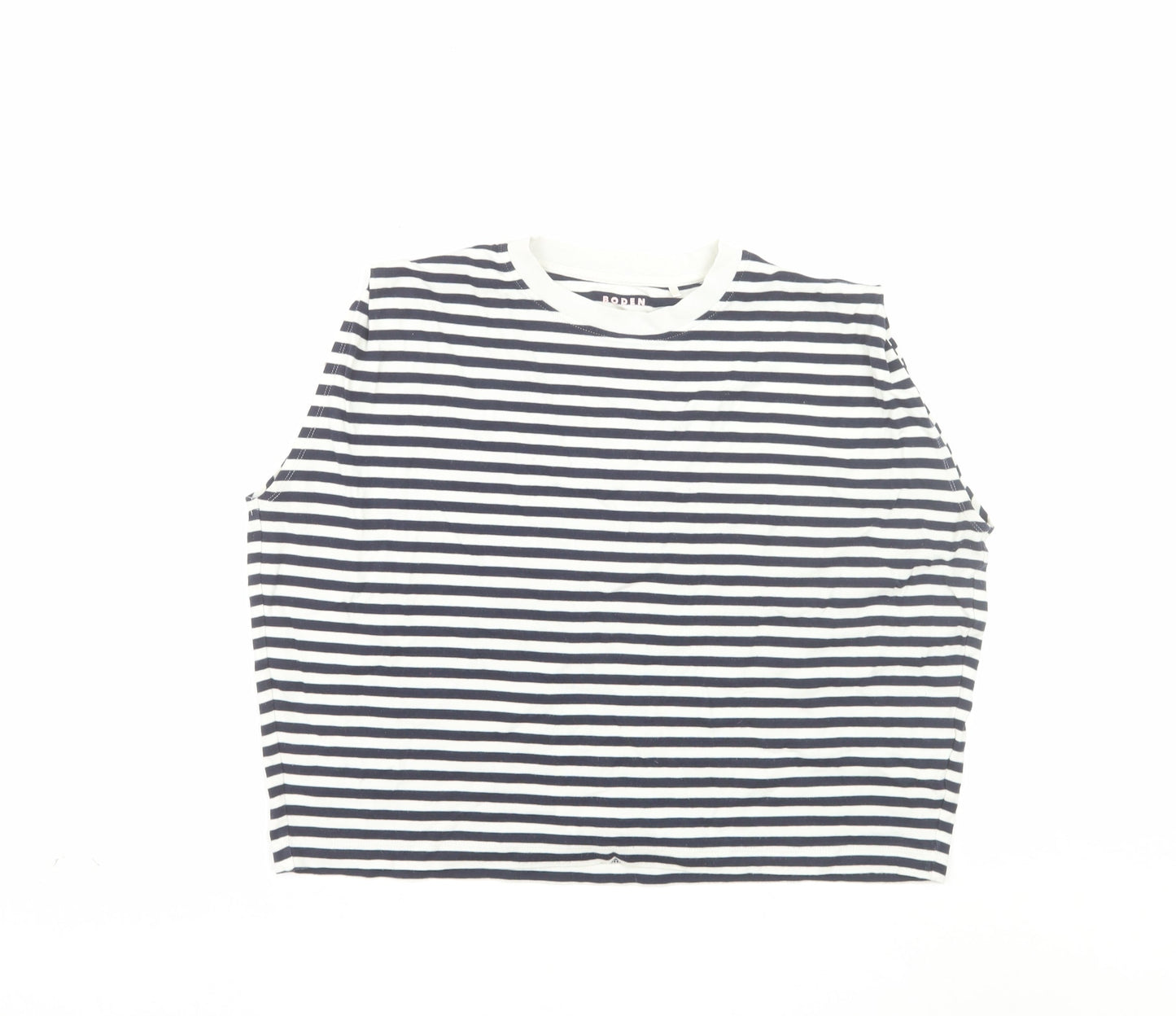 Boden Womens Blue White Striped Sleeveless Cotton T-Shirt Size M