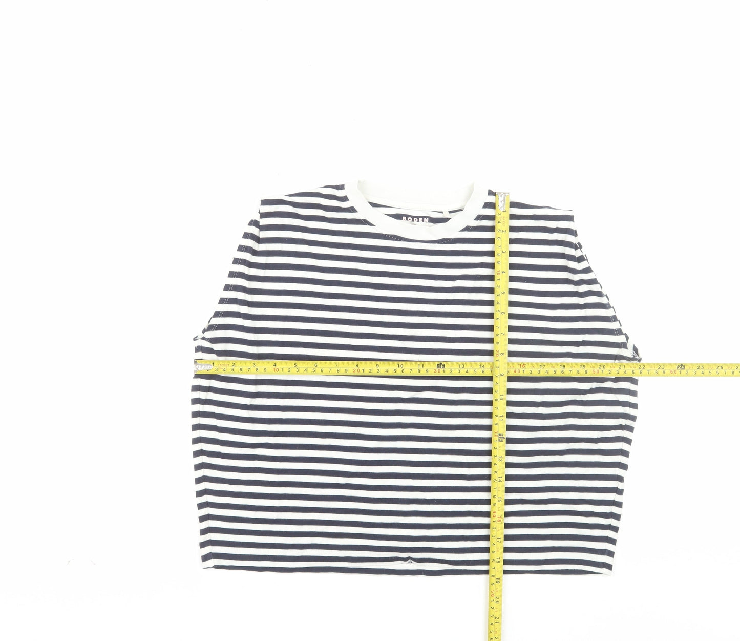 Boden Womens Blue White Striped Sleeveless Cotton T-Shirt Size M