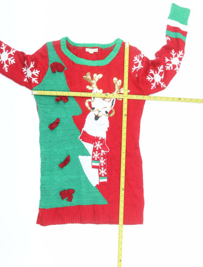 It's Our Time Women's Red Christmas Pullover Jumper Size L