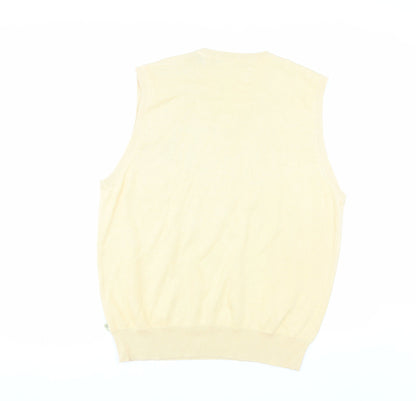 IZOD Men's Beige Argyle V-Neck Cotton Sleeveless Vest Jumper L