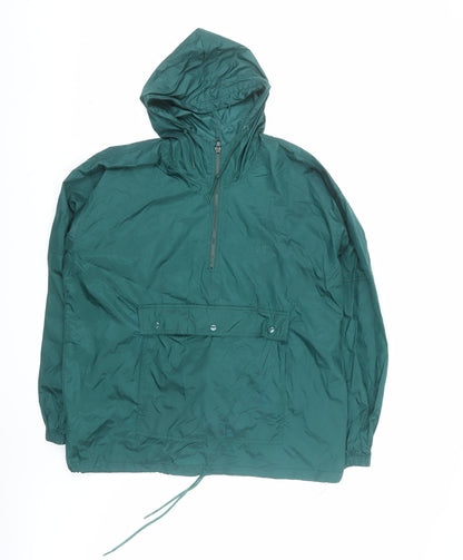 Totes Men's Green Nylon Hooded Anorak Jacket Size M Windproof Lightweight