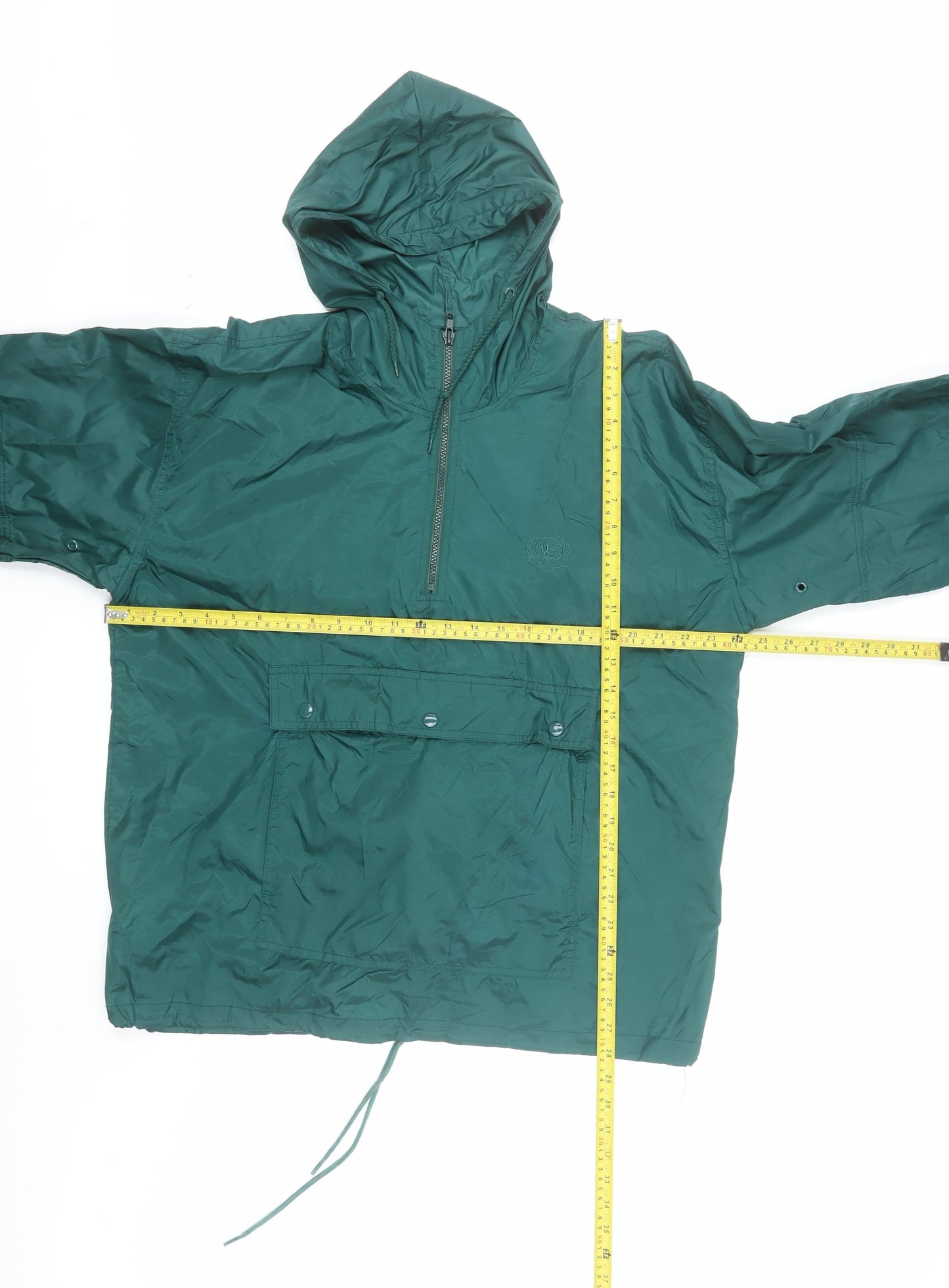 Totes Men's Green Nylon Hooded Anorak Jacket Size M Windproof Lightweight