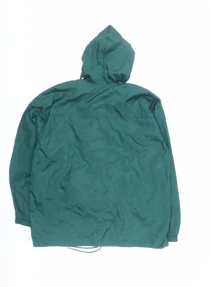 Totes Men's Green Nylon Hooded Anorak Jacket Size M Windproof Lightweight