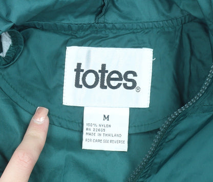 Totes Men's Green Nylon Hooded Anorak Jacket Size M Windproof Lightweight