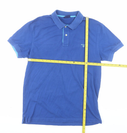 Gant Men's Blue XL Cotton Polo Shirt Short Sleeve Classic Fit