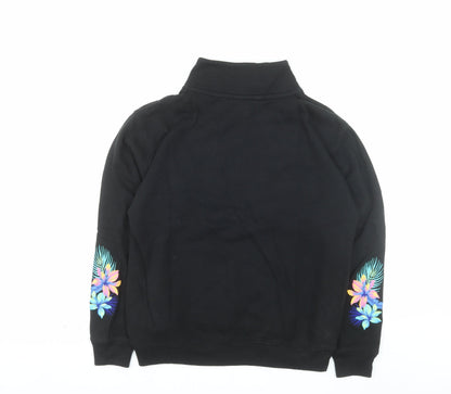 Victoria’s Secret PINK Black Half Zip Hoodie Women's Size S Floral Print