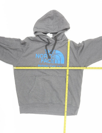 The North Face Mens Grey Pullover Hoodie Size L Graphic Print Cotton Blend