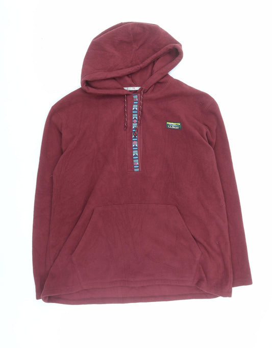 Additional front view of L.L.Bean unisex red fleece pullover hoodie xl regular