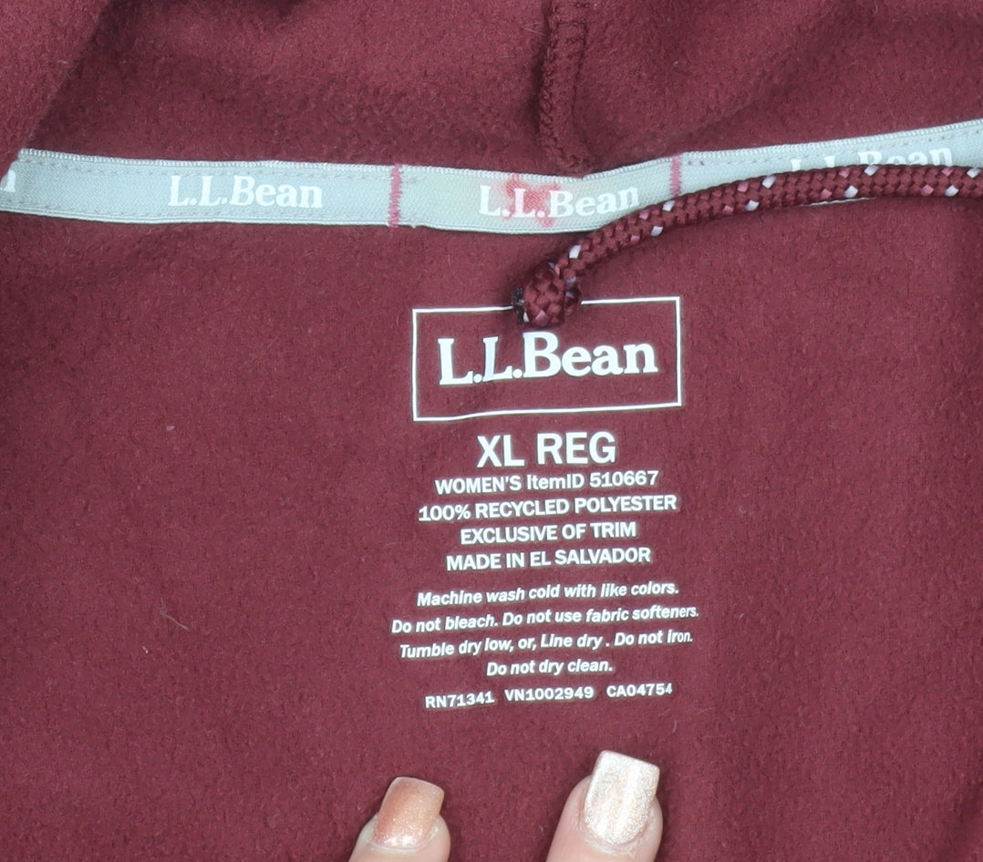 L.L.Bean Unisex Red Fleece Pullover Hoodie XL Regular