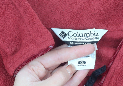 Columbia Women's Red Full Zip Fleece Sweatshirt XL Warm Outdoor